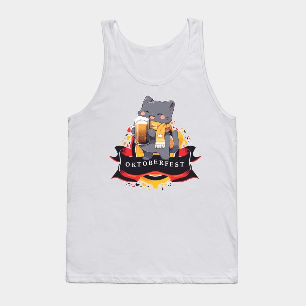 Oktoberfest Octoberfest Cat Loves Beer Tank Top by Underground Cargo